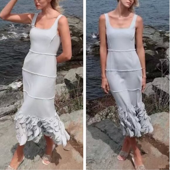 NEW Alexis Demina Midi Dress XSmall Mist Blue Wedding Cocktail Party Event - Picture 1 of 14
